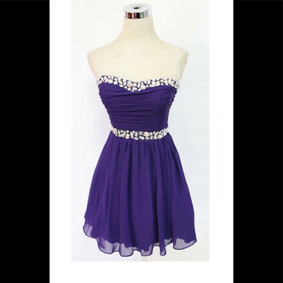 Windsor sequins Rhinestones strapless Purple dress size 7/8 - Picture 13 of 13